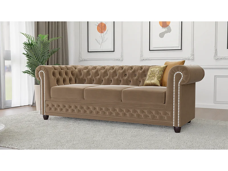 Liv 3-Sitzer Chesterfield Sofa Samt Bezug