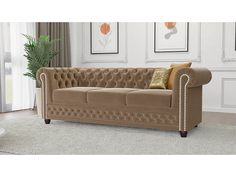 Liv 3-Sitzer Chesterfield Sofa Samt Bezug