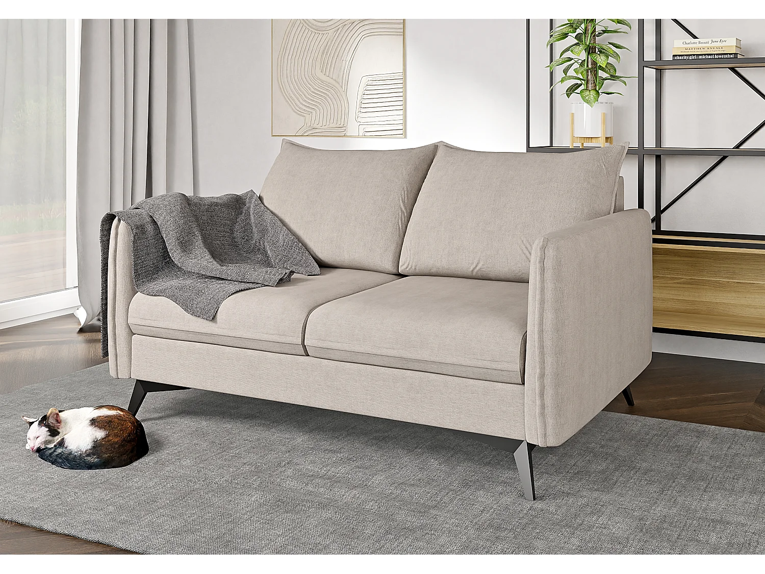 Modernes Sofa 2-Sitzer Harris mit Schwarz Metall Füßen