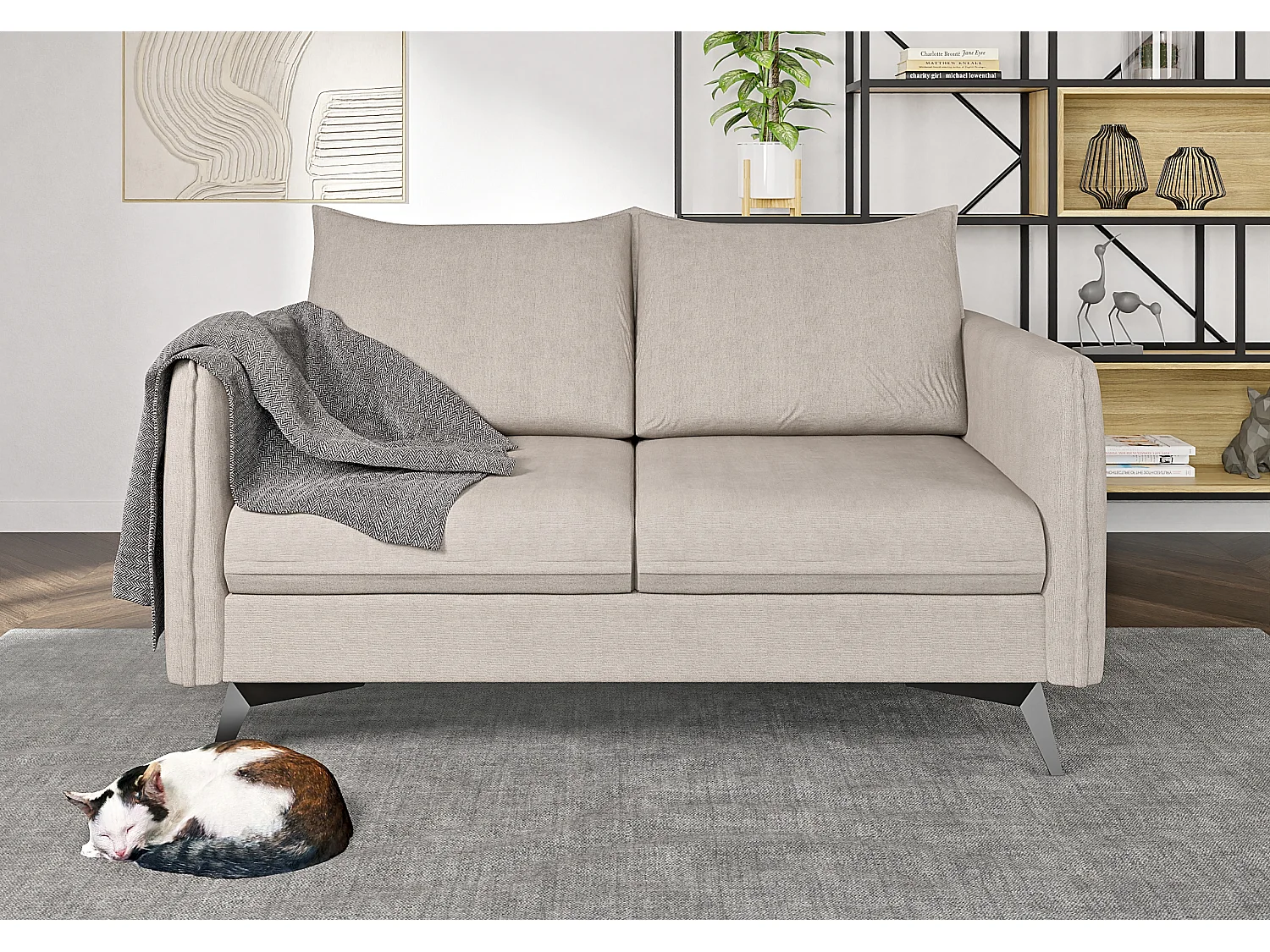 Modernes Sofa 2-Sitzer Harris mit Schwarz Metall Füßen