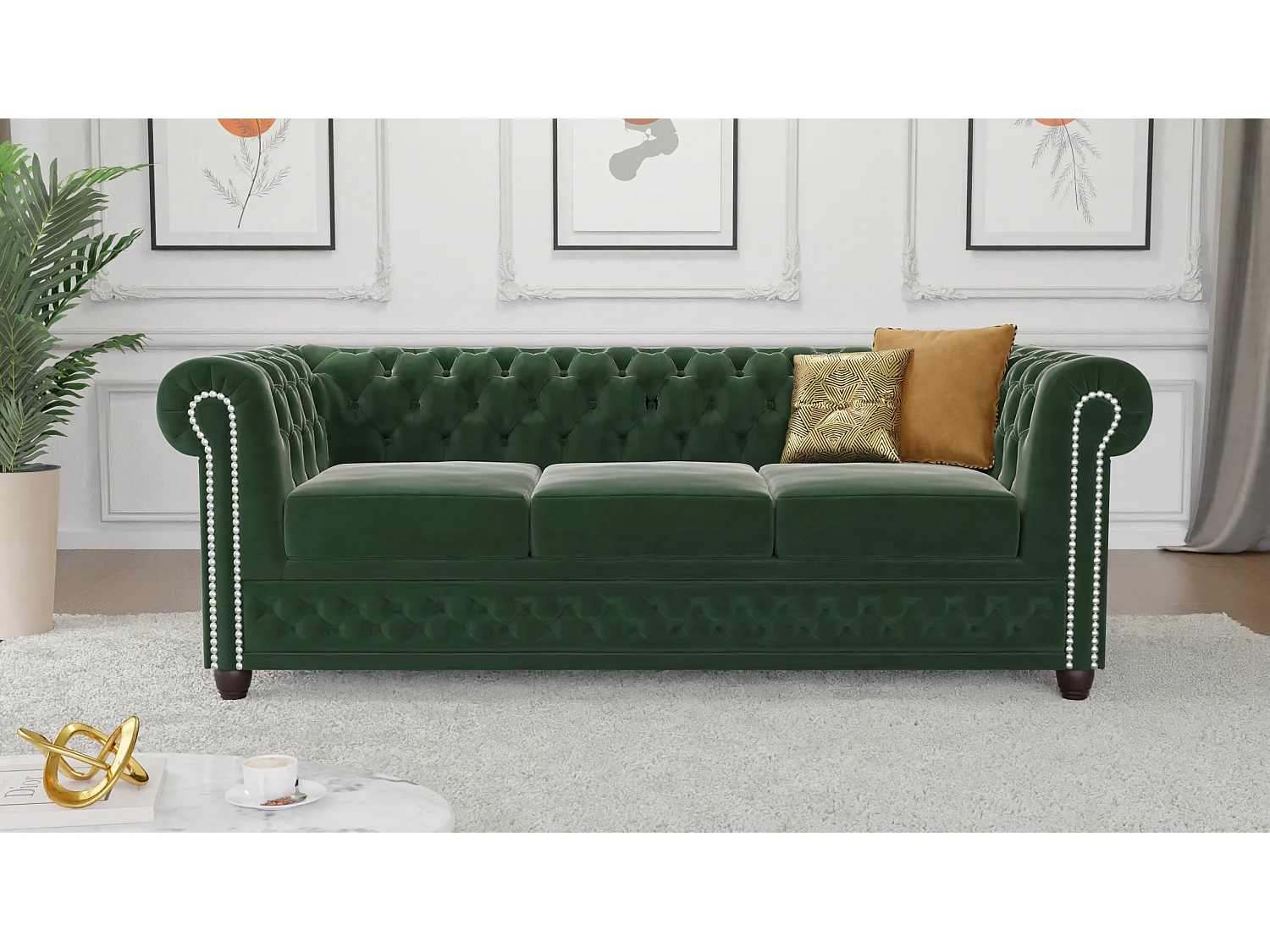 Liv 3-Sitzer Chesterfield Sofa Samt Bezug