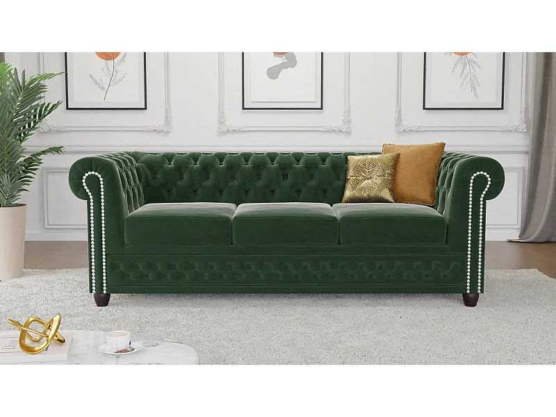 Liv 3-Sitzer Chesterfield Sofa Samt Bezug