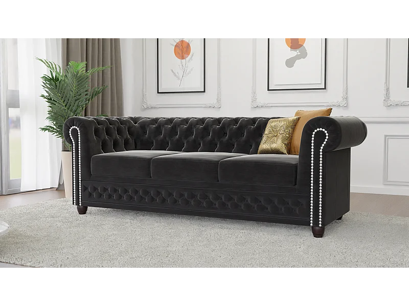 Liv 3-Sitzer Chesterfield Sofa Samt Bezug