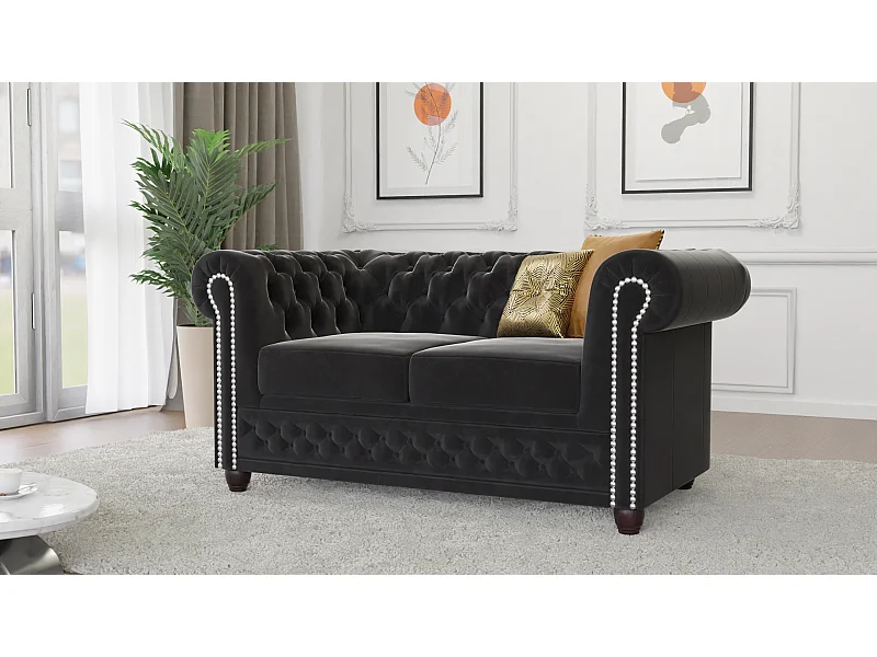 Liv 2-Sitzer Chesterfield Sofa Samt Bezug