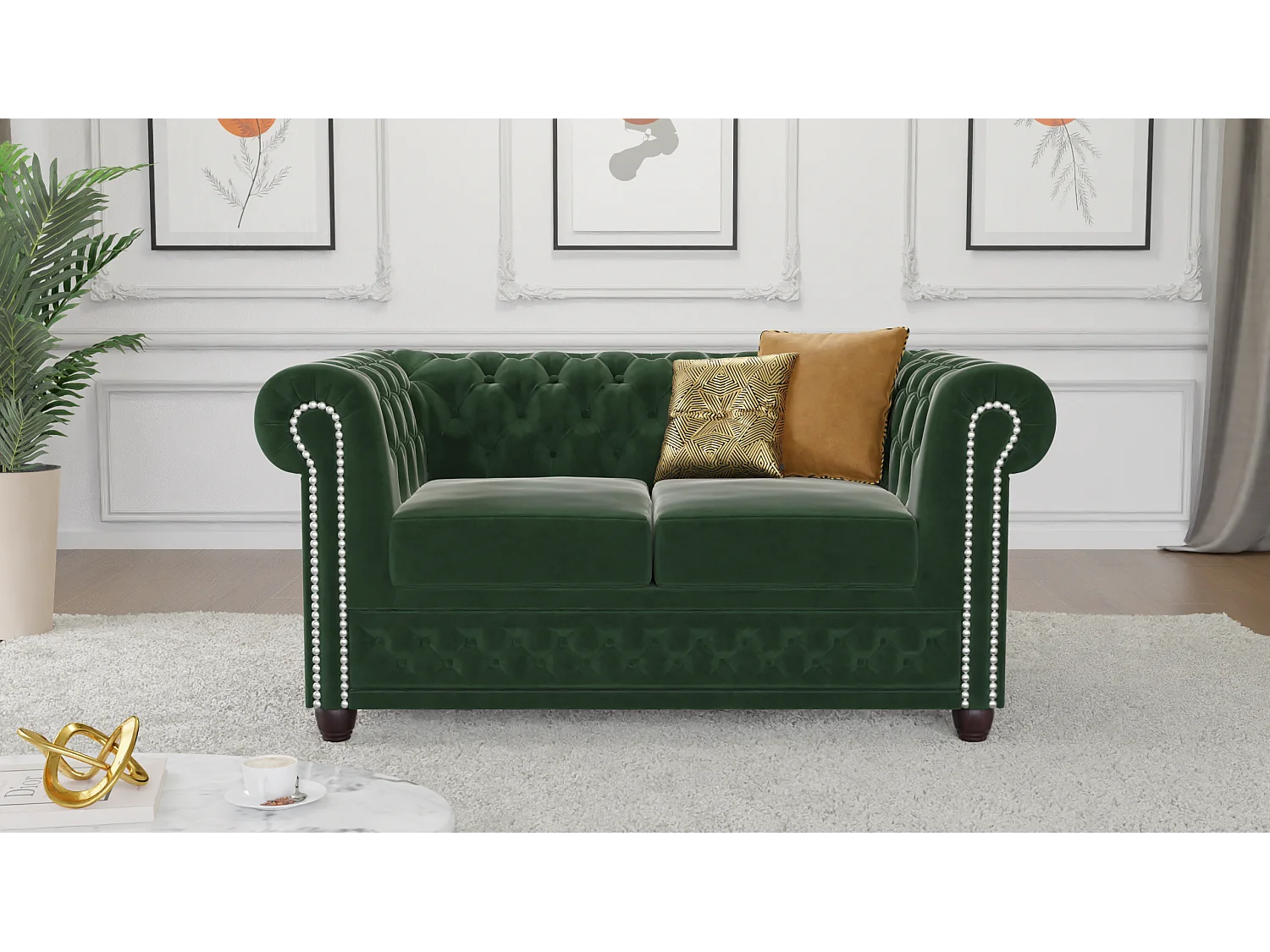 Liv 2-Sitzer Chesterfield Sofa Samt Bezug