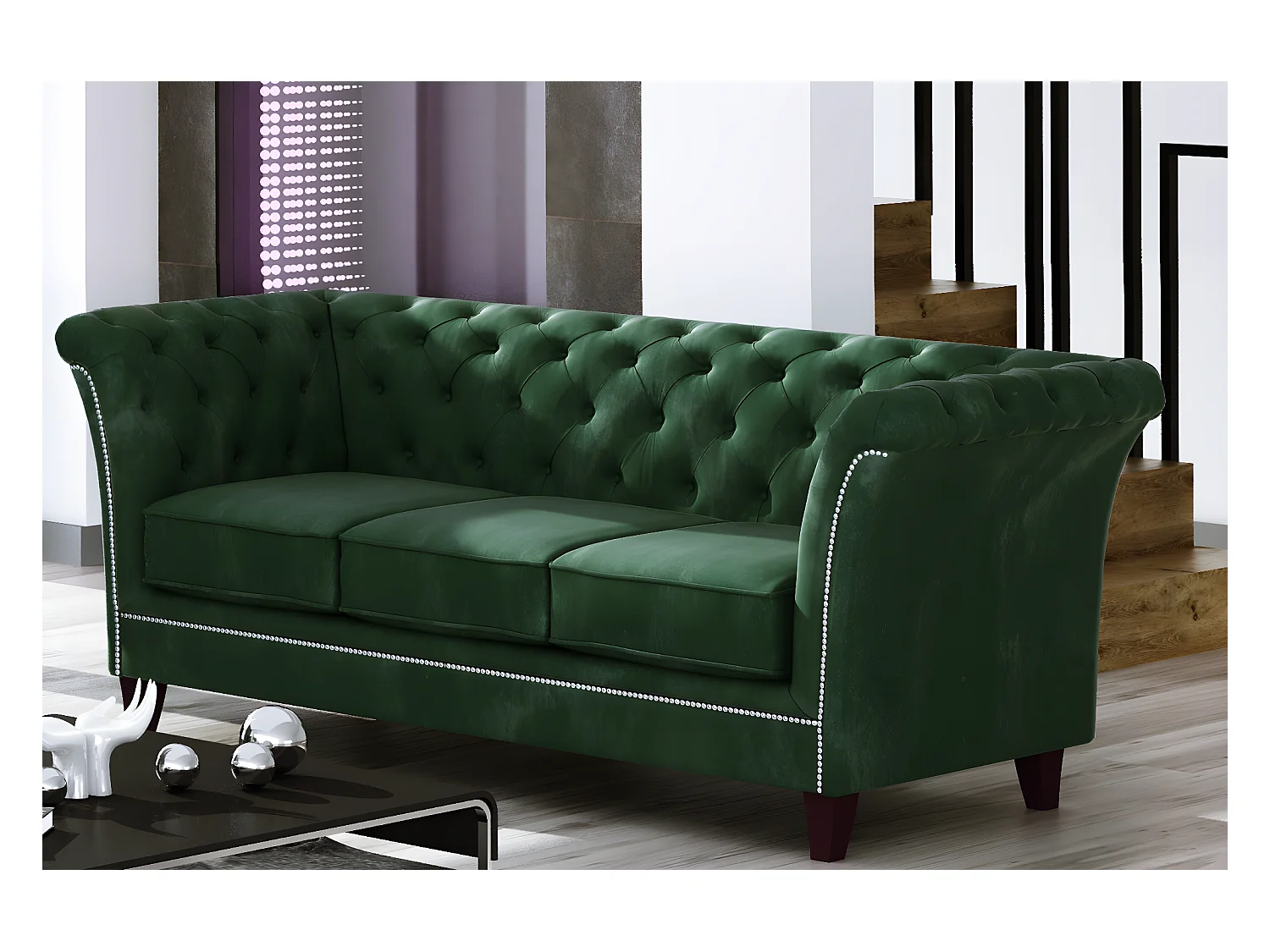 Uma 3-Sitzer Chesterfield Sofa