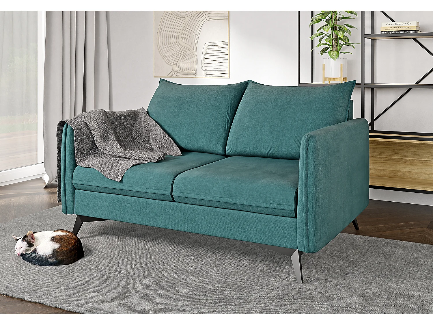 Modernes Sofa 2-Sitzer Harris mit Schwarz Metall Füßen