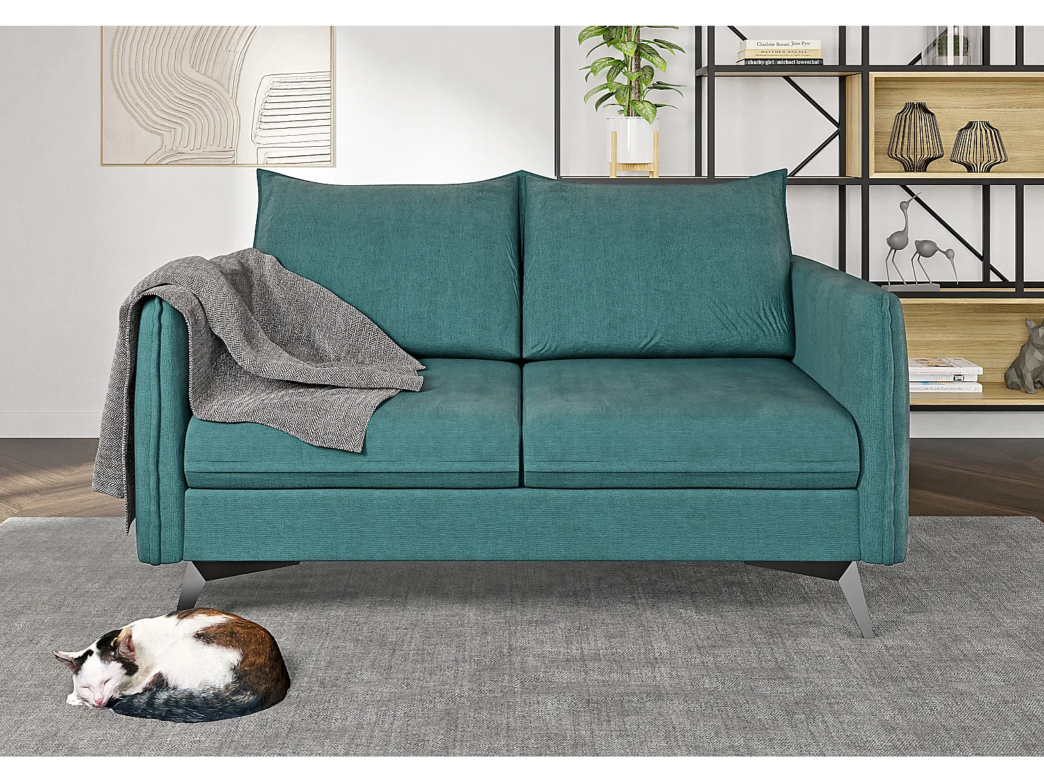 Modernes Sofa 2-Sitzer Harris mit Schwarz Metall Füßen