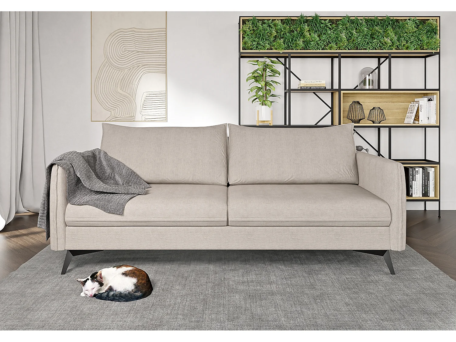 Modernes Sofa 3-Sitzer Harris mit Schwarz Metall Füßen