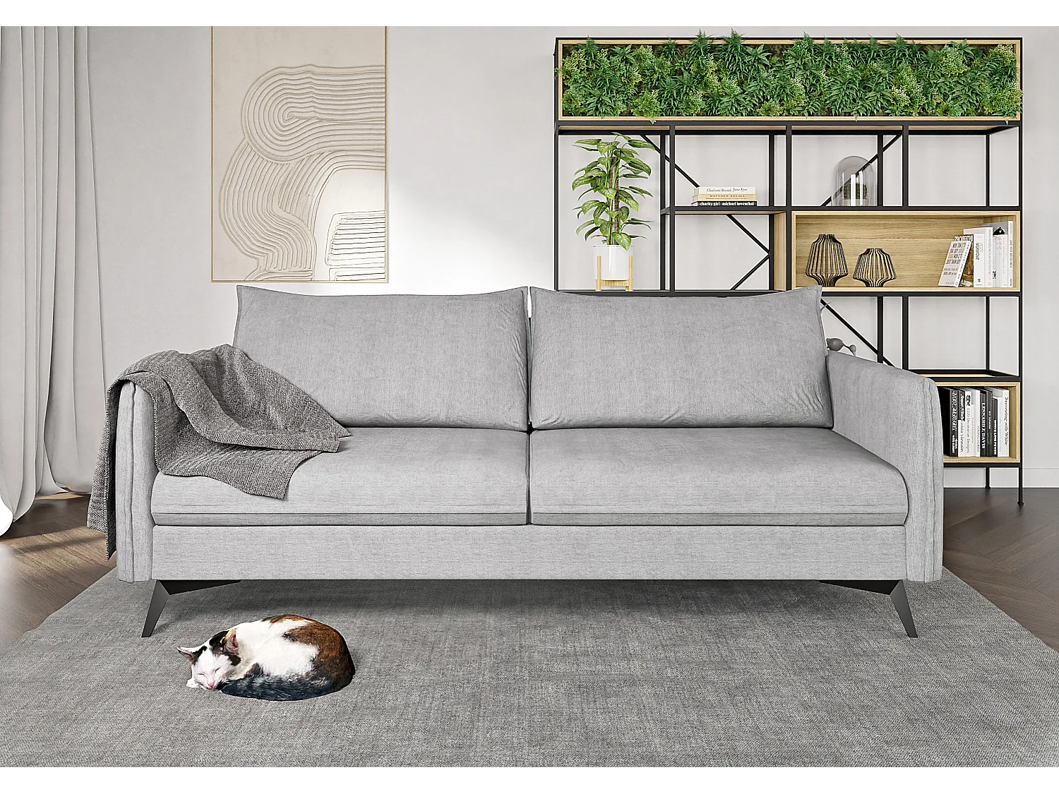 Modernes Sofa 3-Sitzer Harris mit Schwarz Metall Füßen