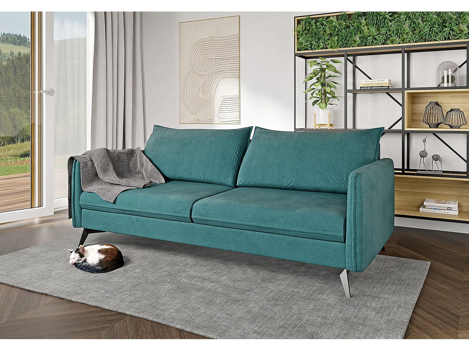 Modernes Sofa 3-Sitzer Harris mit Schwarz Metall Füßen