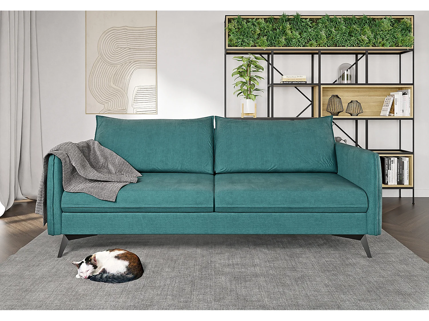 Modernes Sofa 3-Sitzer Harris mit Schwarz Metall Füßen