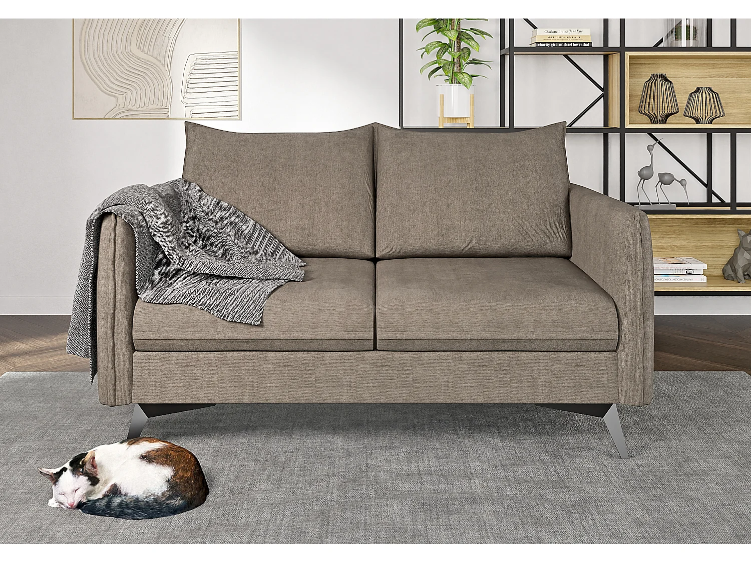 Modernes Sofa 2-Sitzer Harris mit Schwarz Metall Füßen