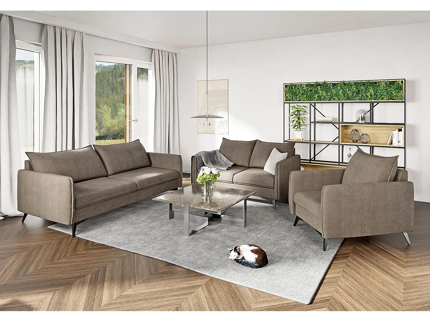 Modernes Sofa 2-Sitzer Harris mit Schwarz Metall Füßen