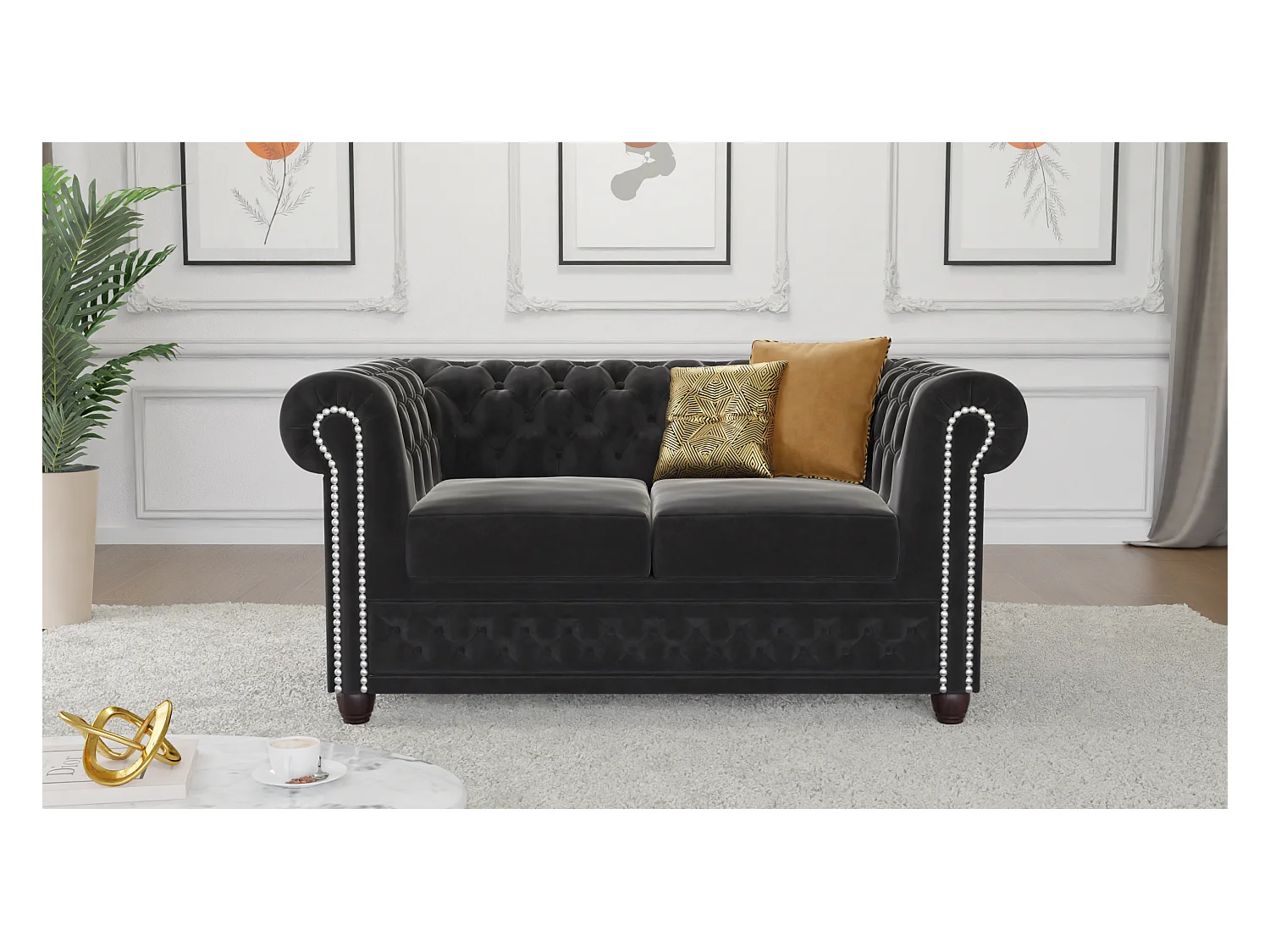 Chesterfield Liv Polstergarnitur 3+2+1 Samt Bezug