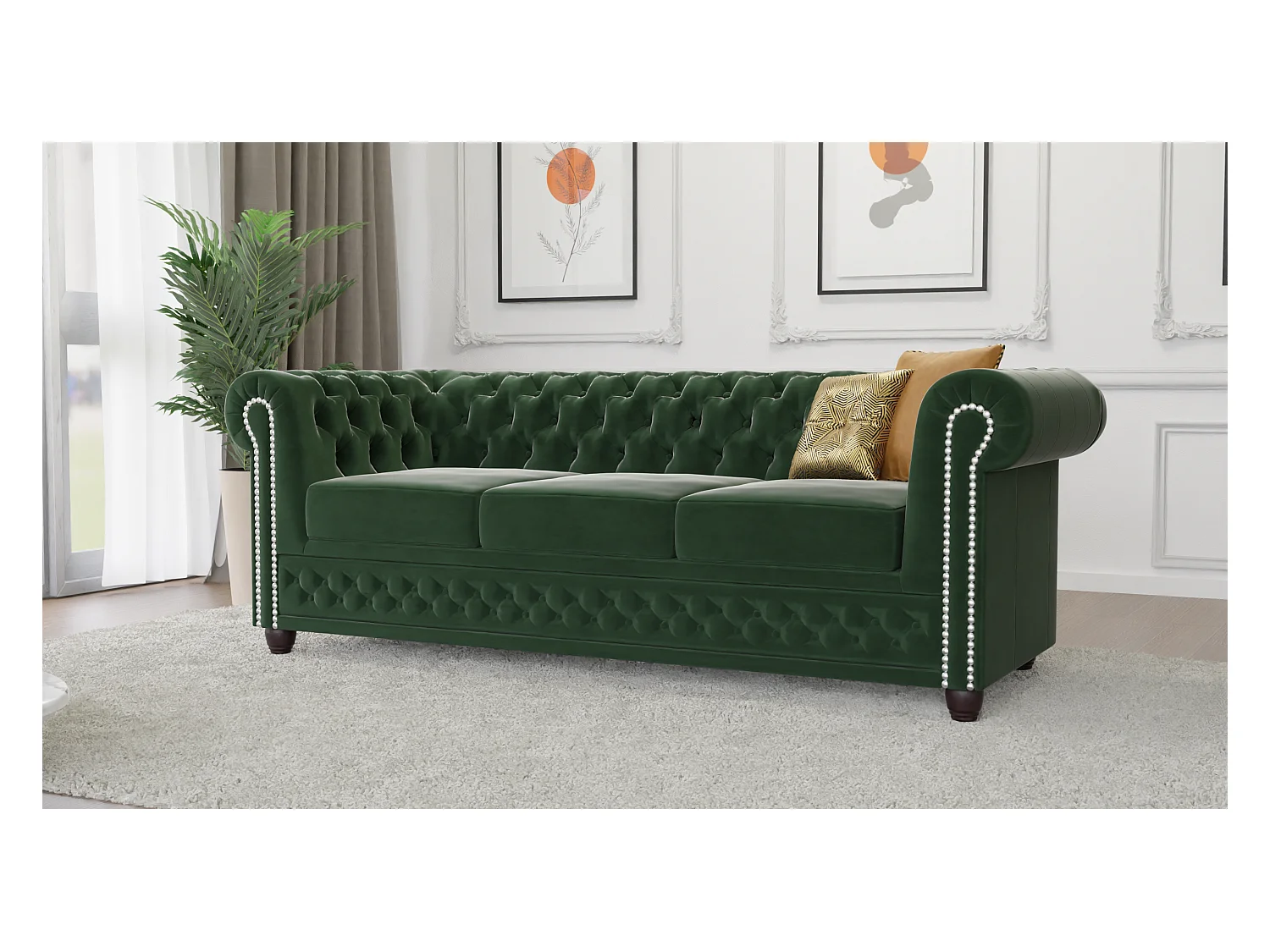 Chesterfield Liv Polstergarnitur 3+2+1 Samt Bezug