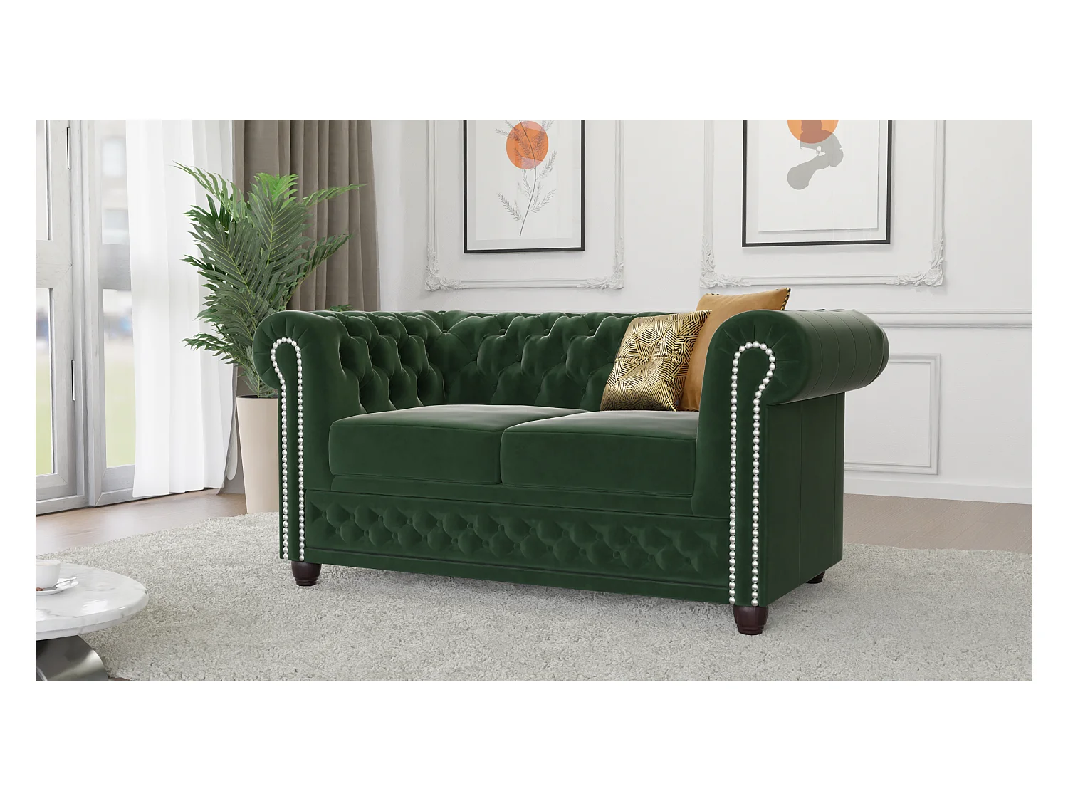 Chesterfield Liv Polstergarnitur 3+2+1 Samt Bezug