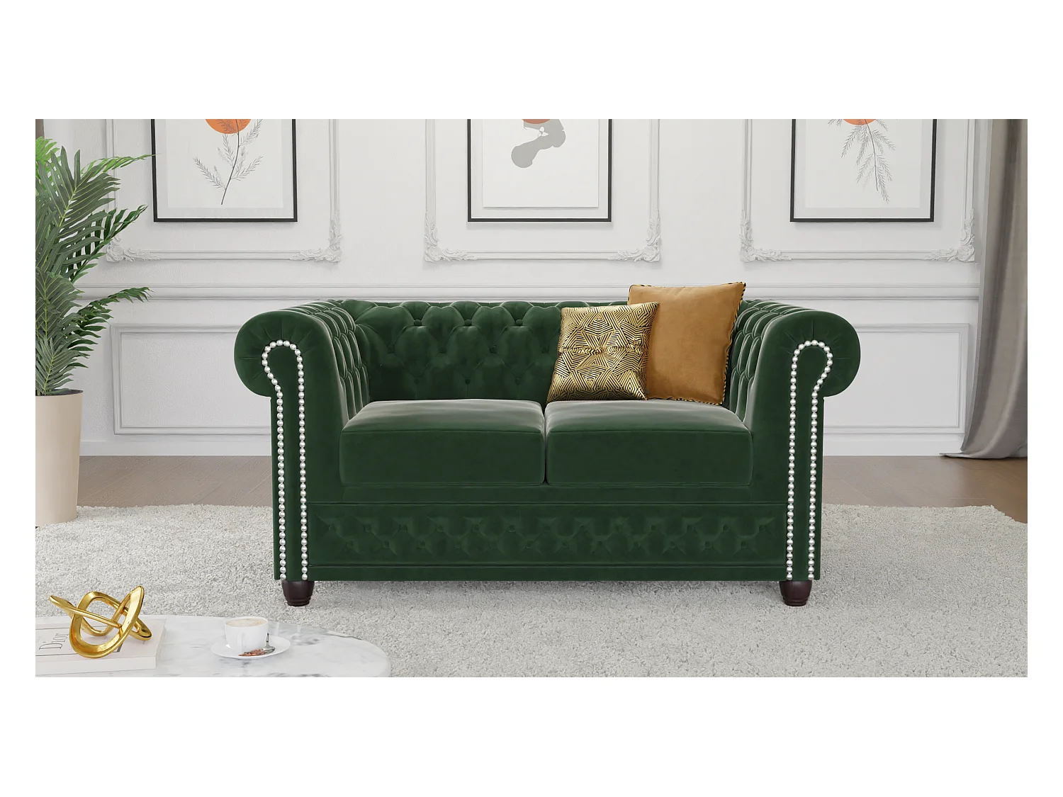 Chesterfield Liv Polstergarnitur 3+2+1 Samt Bezug