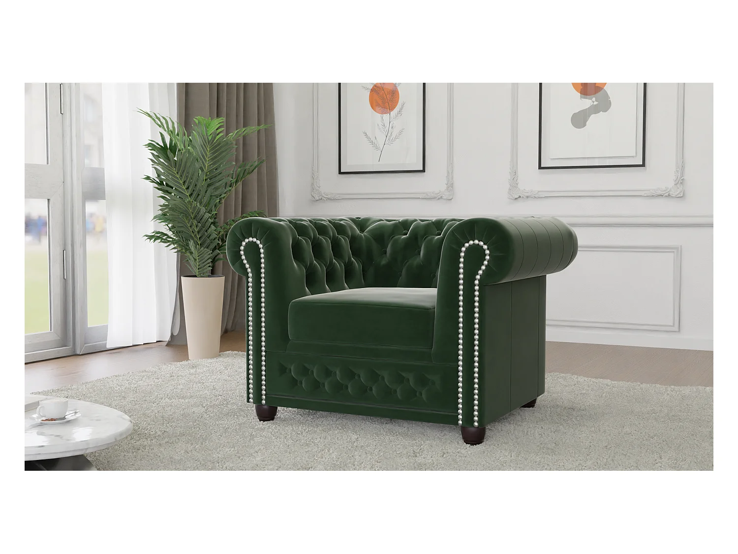 Chesterfield Liv Polstergarnitur 3+2+1 Samt Bezug