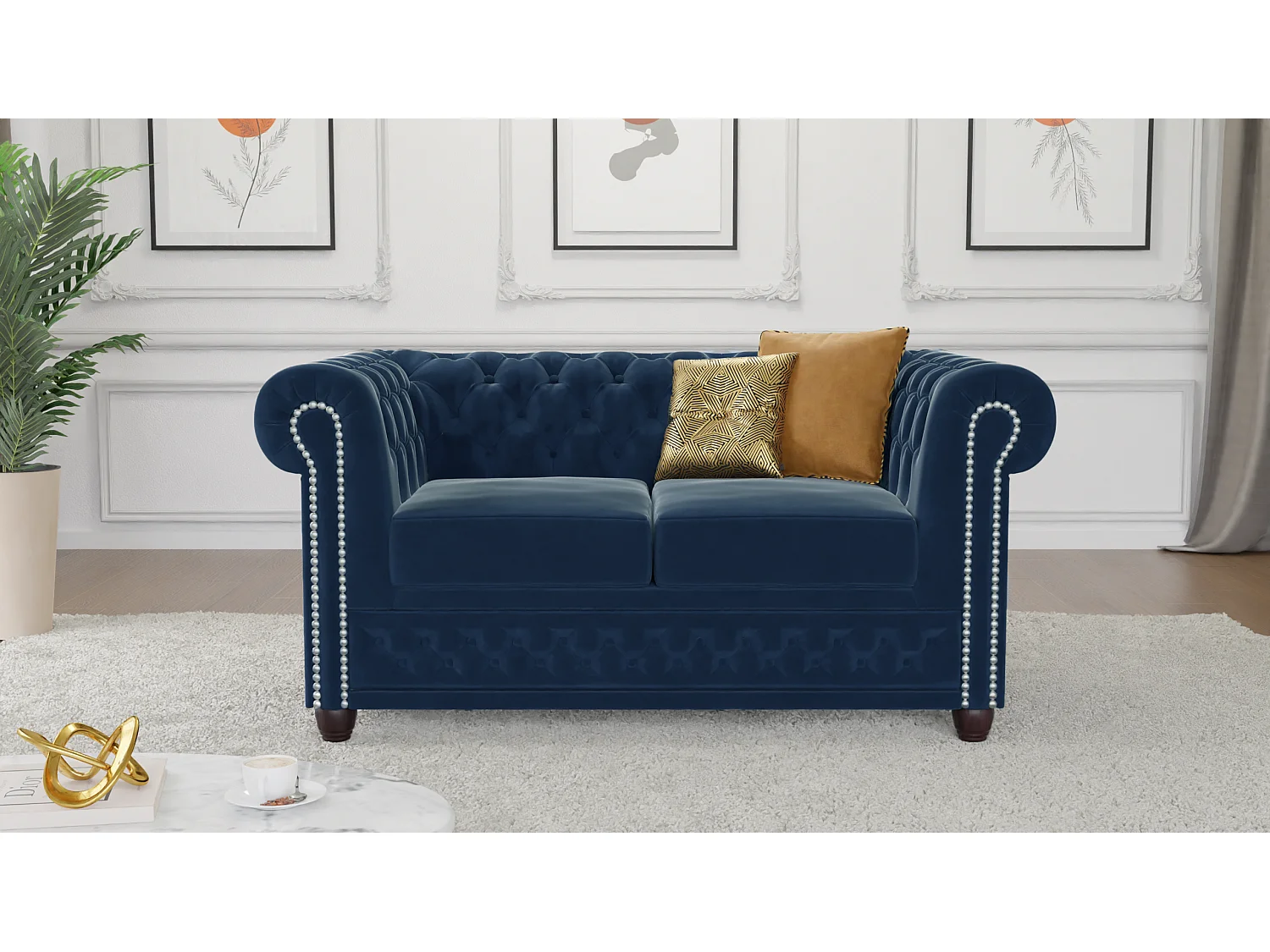 Chesterfield Liv Polstergarnitur 3+2+1 Samt Bezug