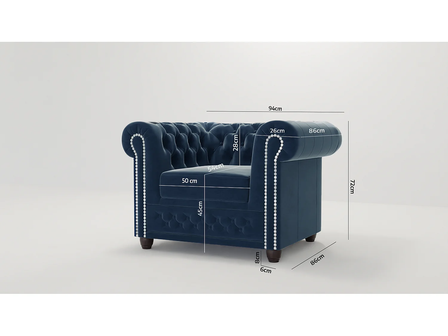 Chesterfield Liv Polstergarnitur 3+2+1 Samt Bezug