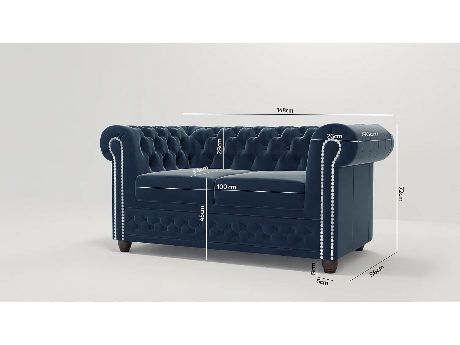 Chesterfield Liv Polstergarnitur 3+2+1 Samt Bezug