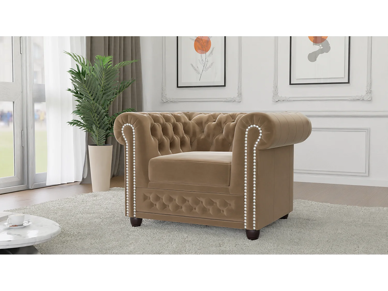 Liv Chesterfield Sessel Samt Bezug