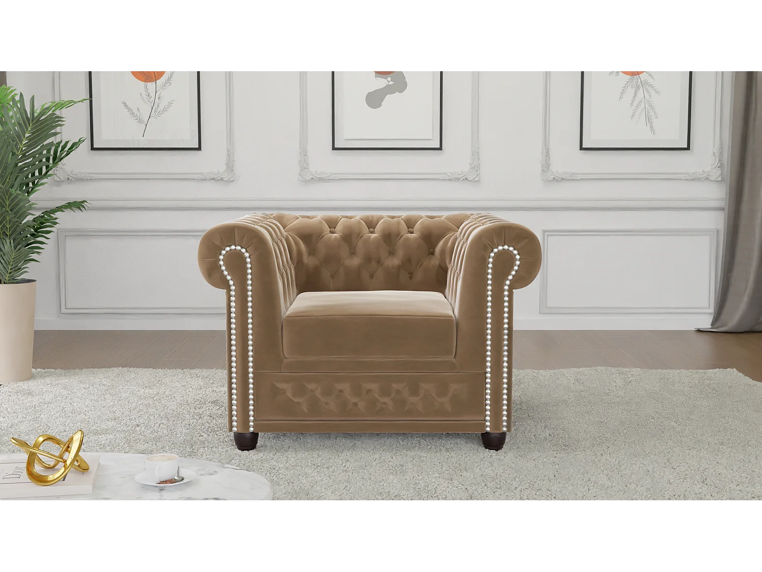 Liv Chesterfield Sessel Samt Bezug