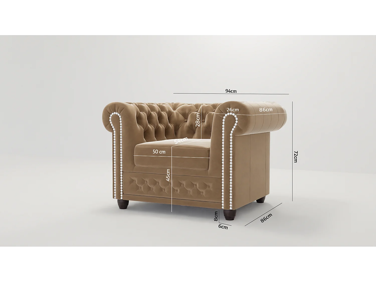 Liv Chesterfield Sessel Samt Bezug