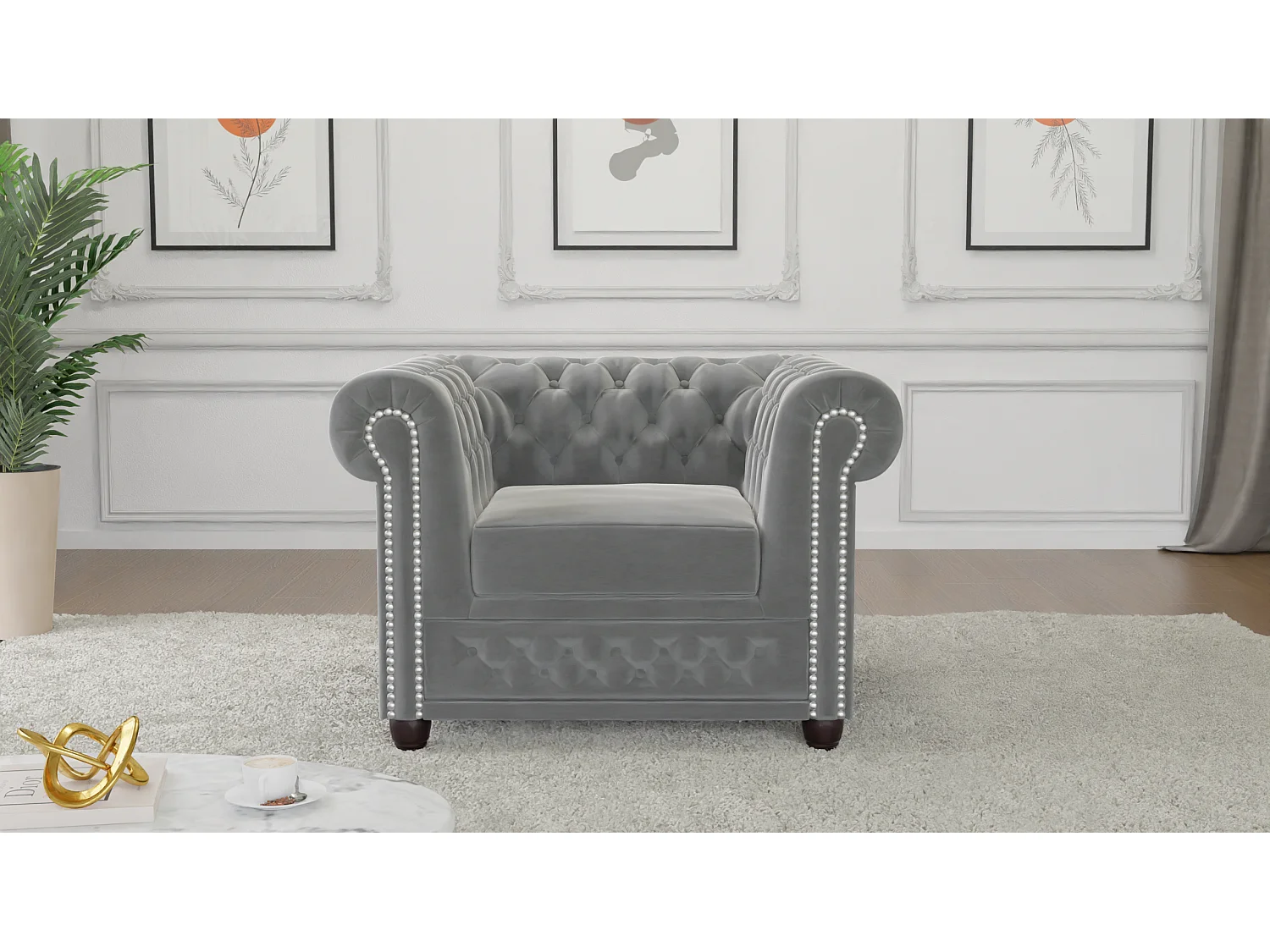 Liv Chesterfield Sessel Samt Bezug