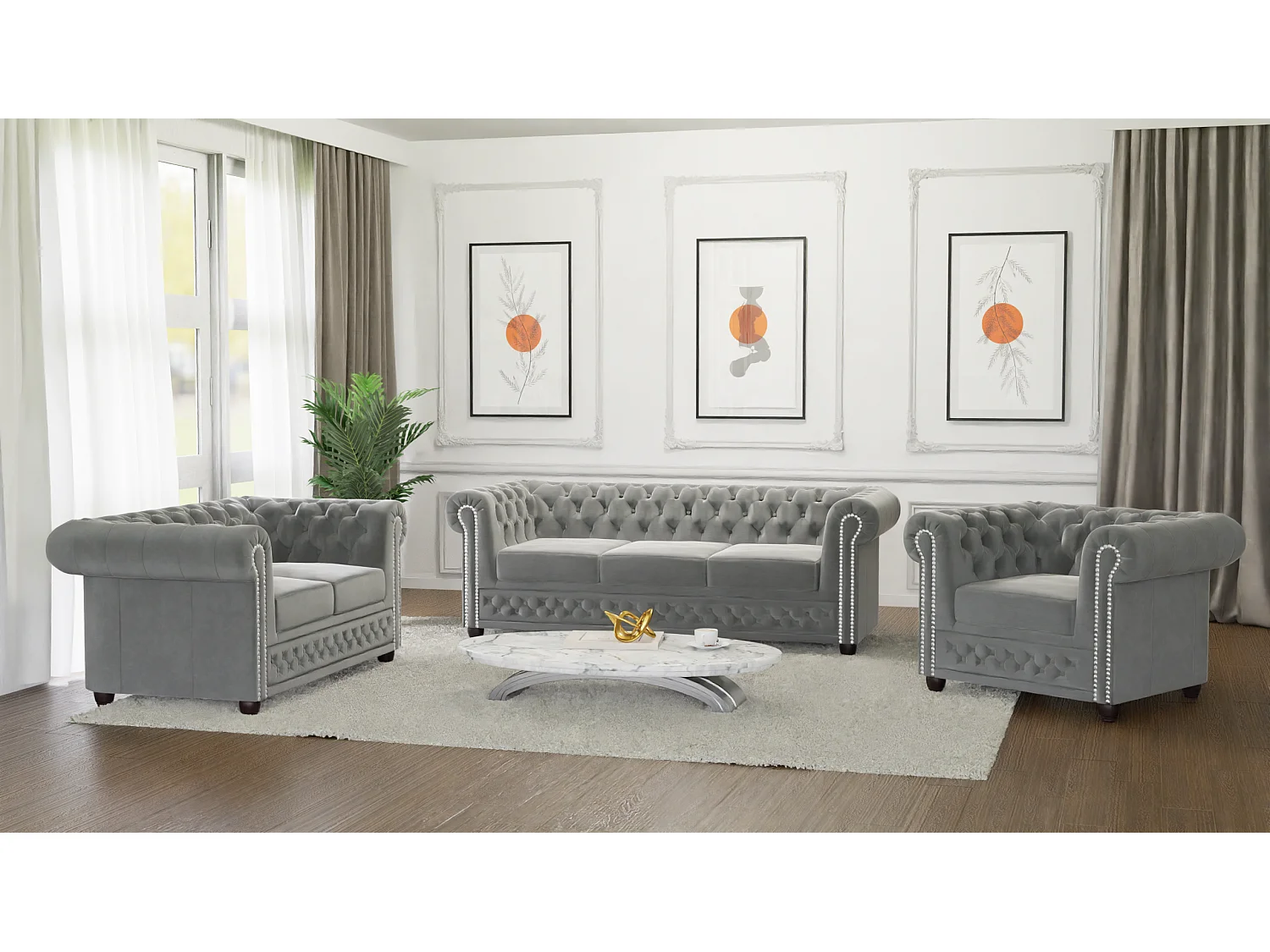 Liv Chesterfield Sessel Samt Bezug