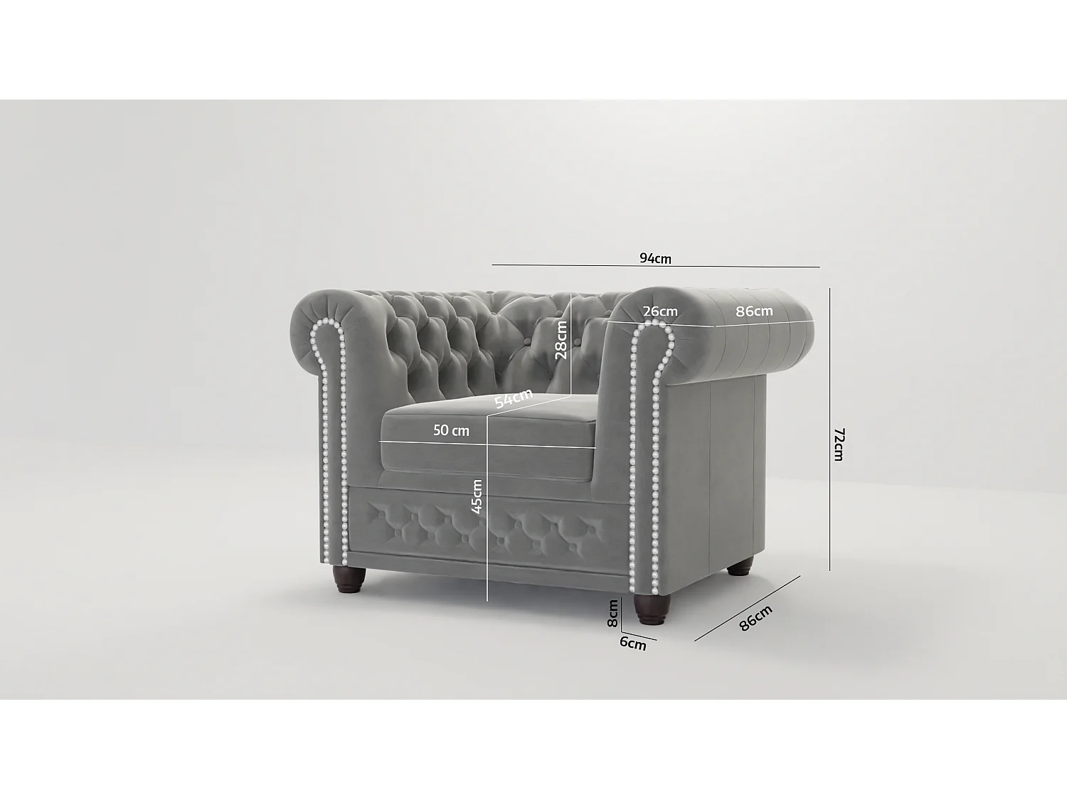 Liv Chesterfield Sessel Samt Bezug