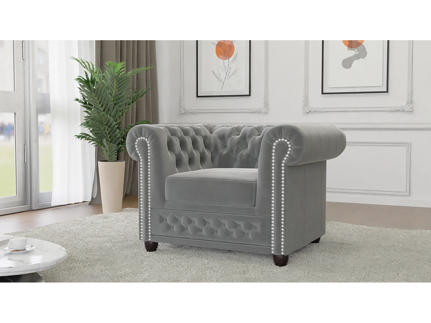 Liv Chesterfield Sessel Samt Bezug