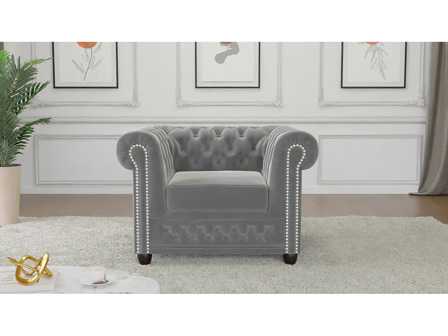 Liv Chesterfield Sessel Samt Bezug