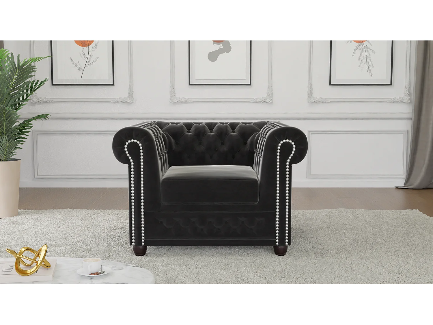 Liv Chesterfield Sessel Samt Bezug