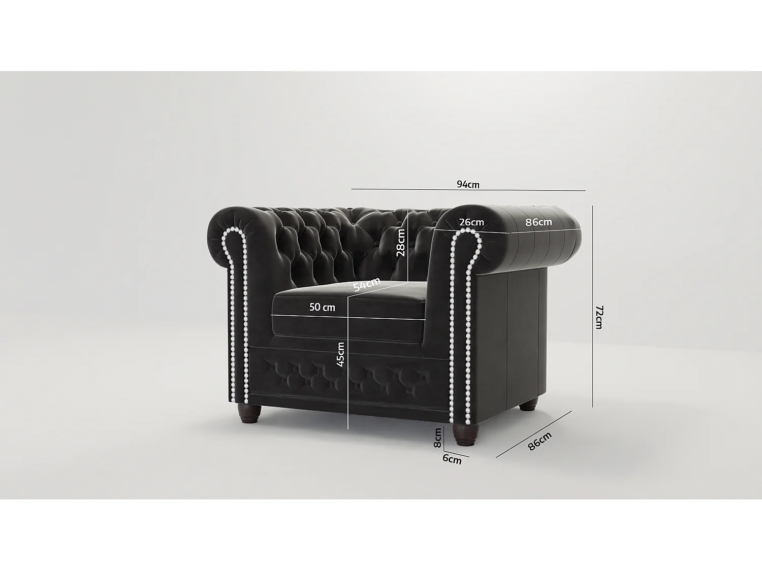 Liv Chesterfield Sessel Samt Bezug