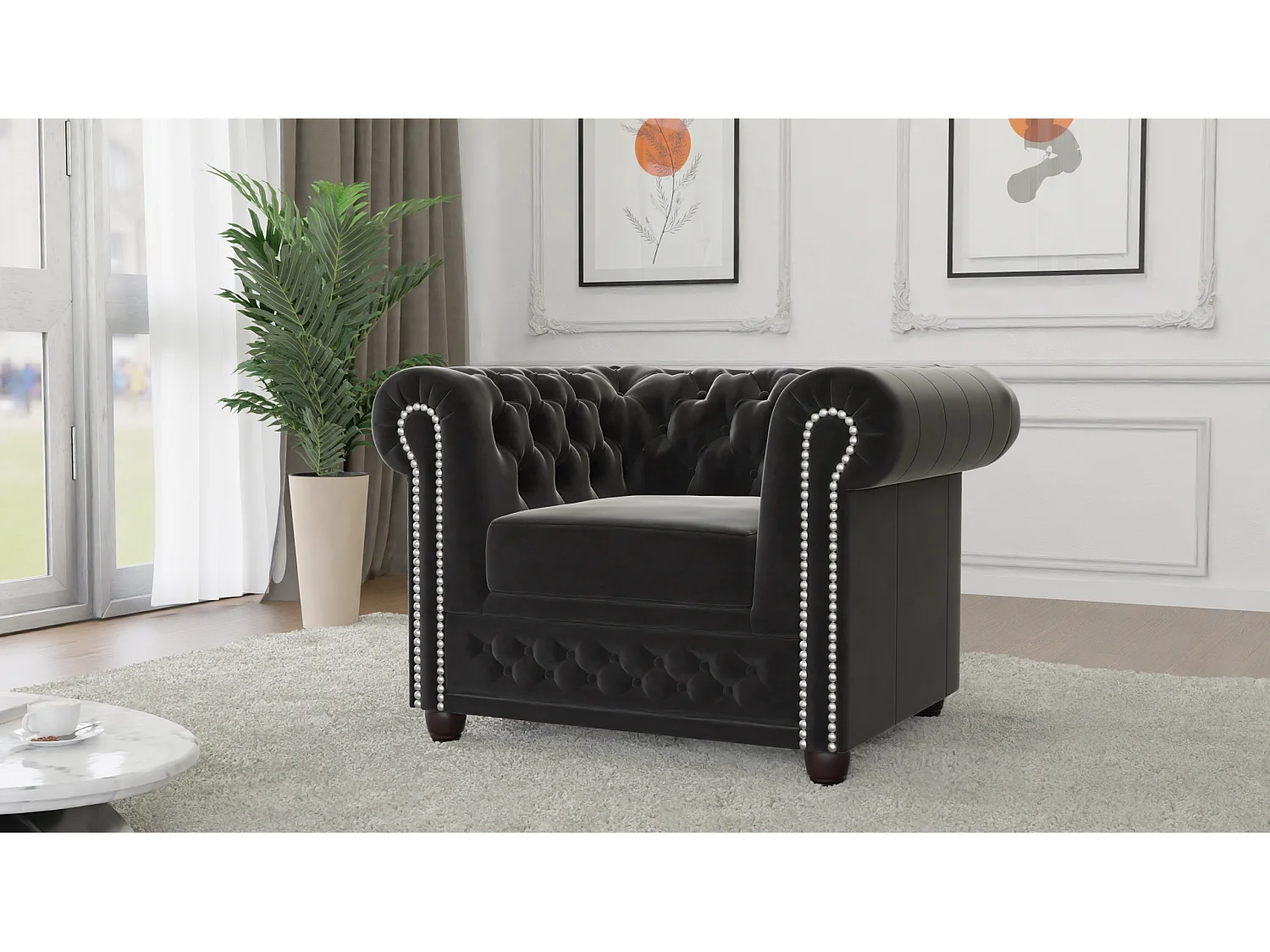 Liv Chesterfield Sessel Samt Bezug