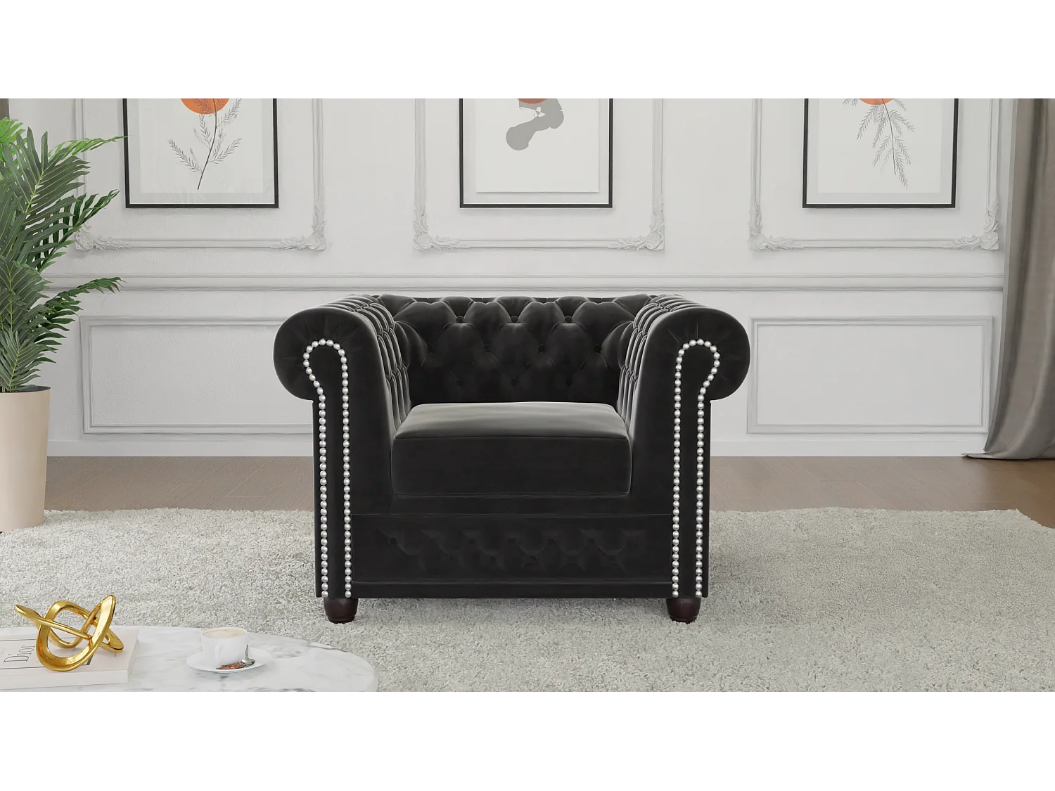 Liv Chesterfield Sessel Samt Bezug