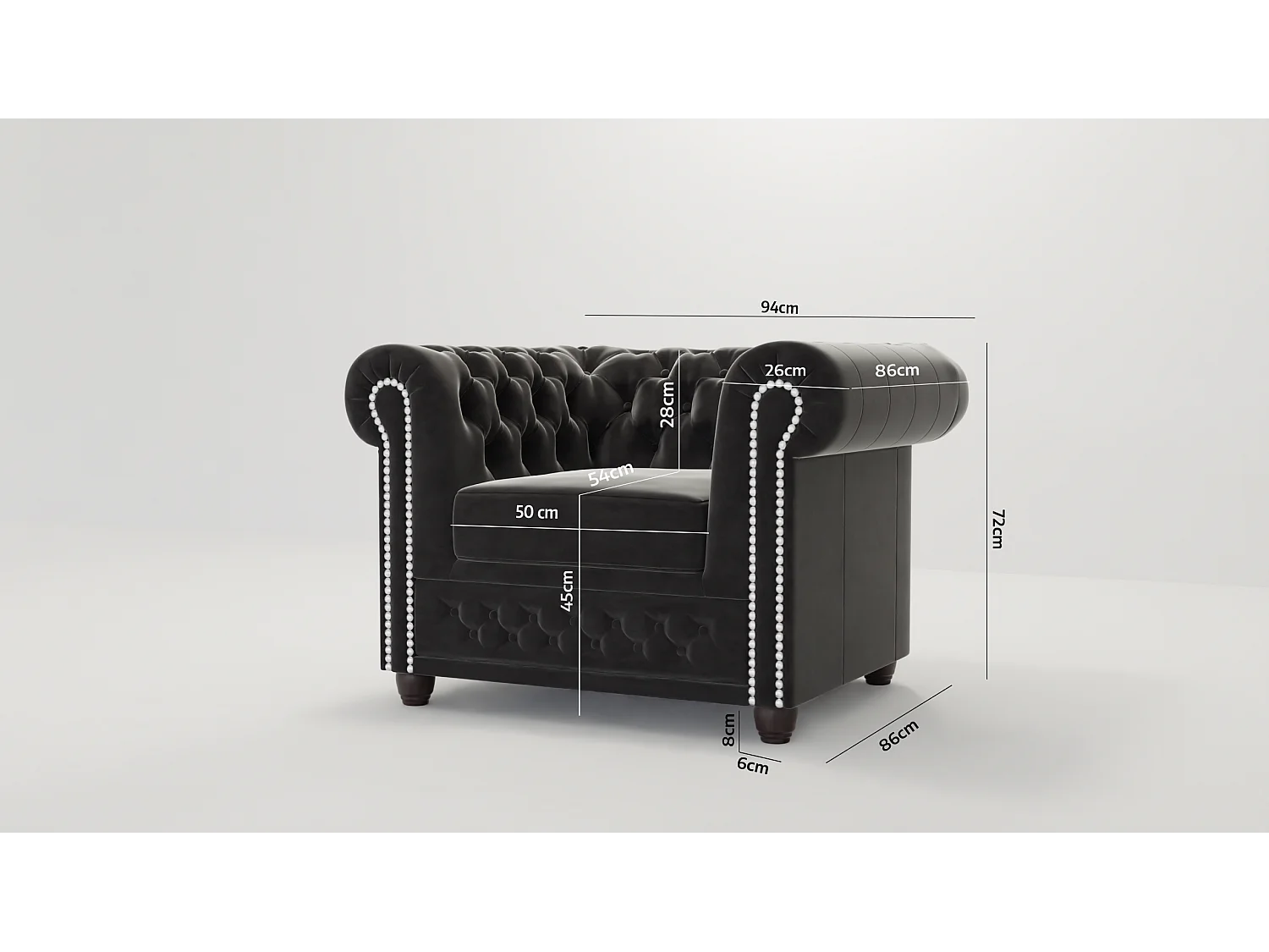 Liv Chesterfield Sessel Samt Bezug