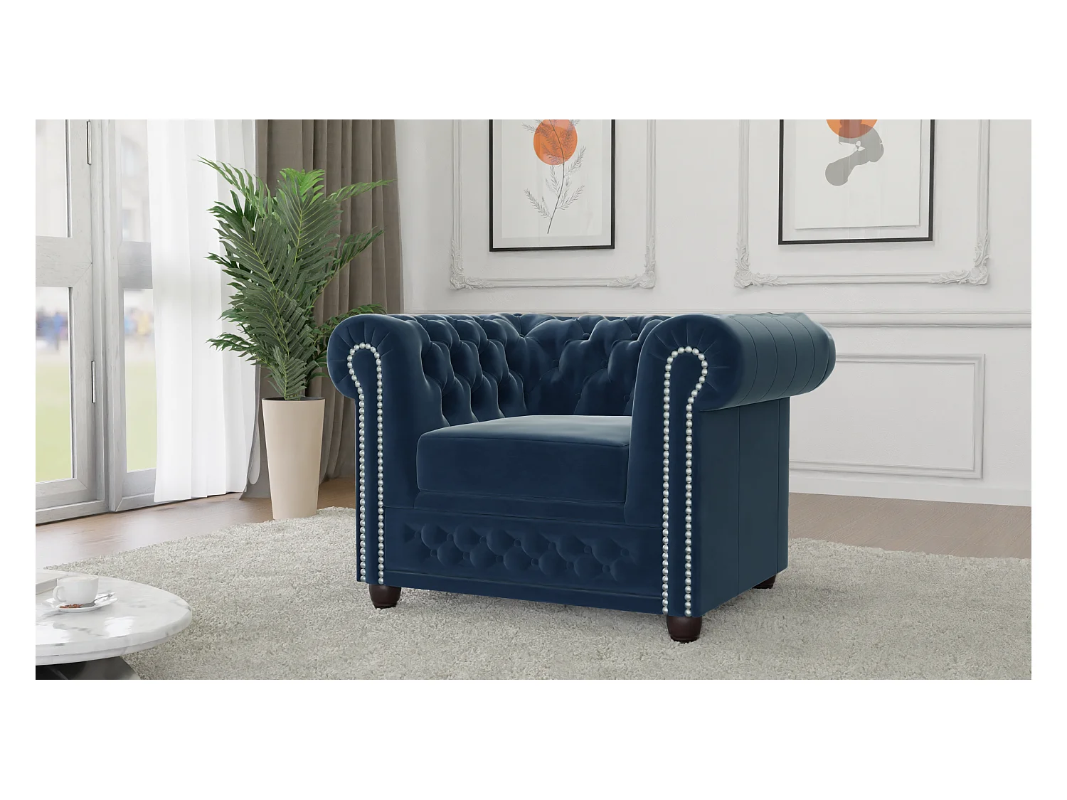 Liv Chesterfield Sessel Samt Bezug