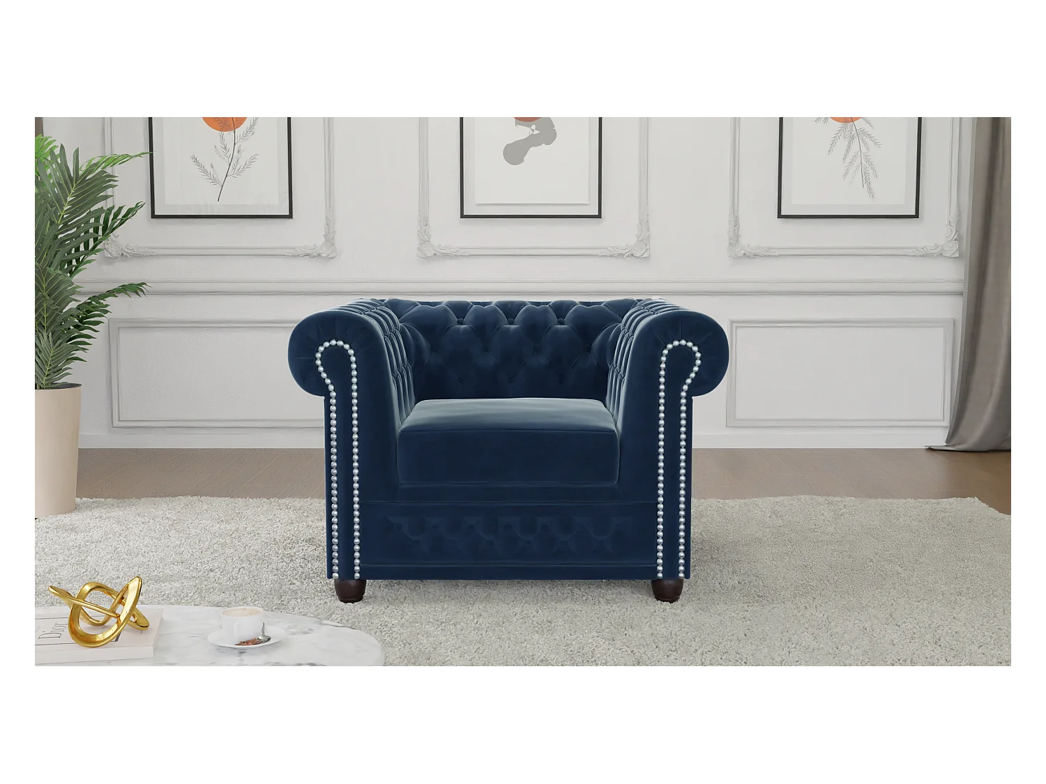 Liv Chesterfield Sessel Samt Bezug