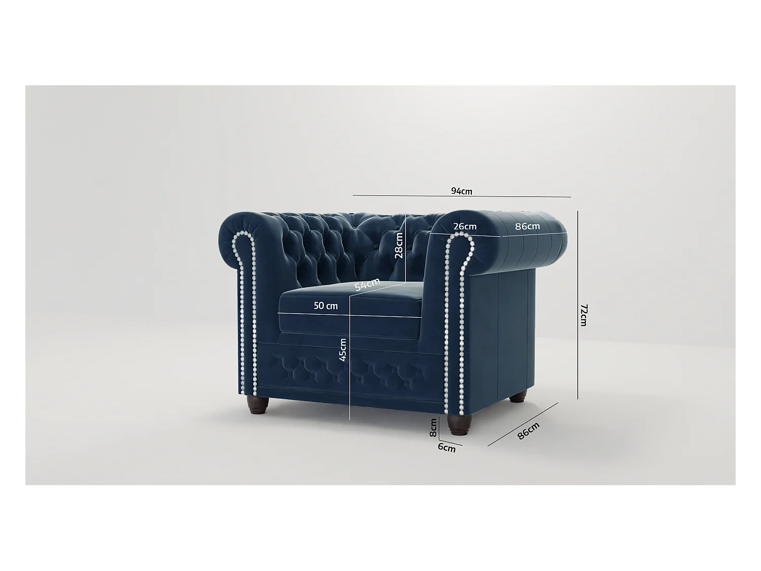 Liv Chesterfield Sessel Samt Bezug