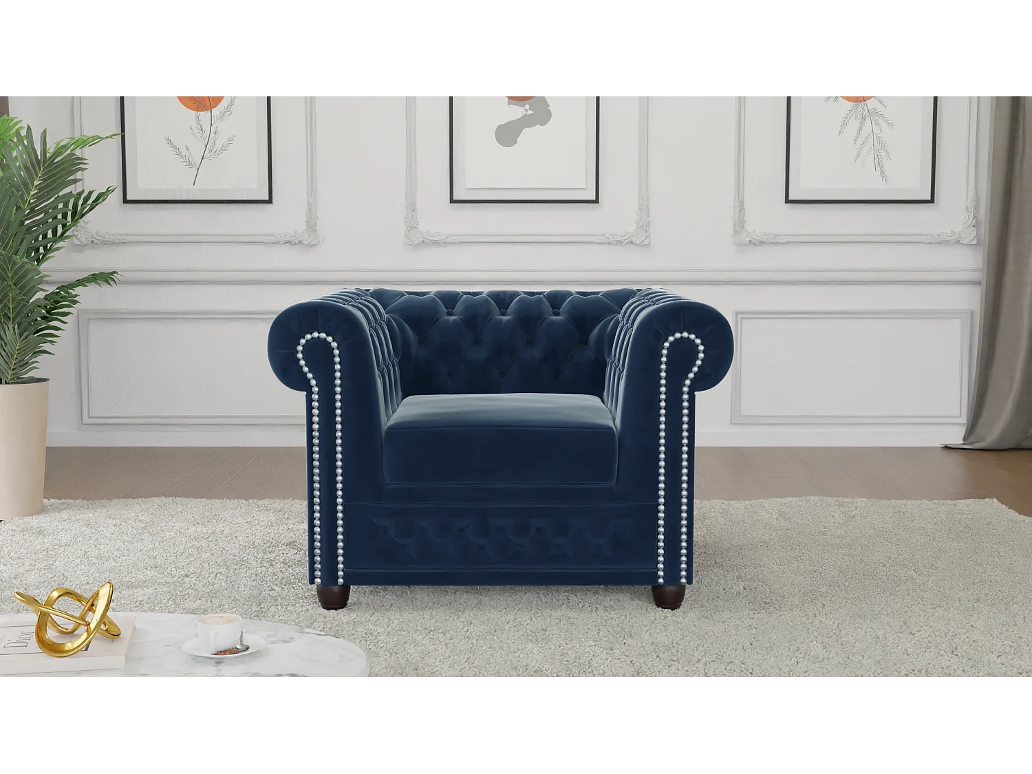 Liv Chesterfield Sessel Samt Bezug