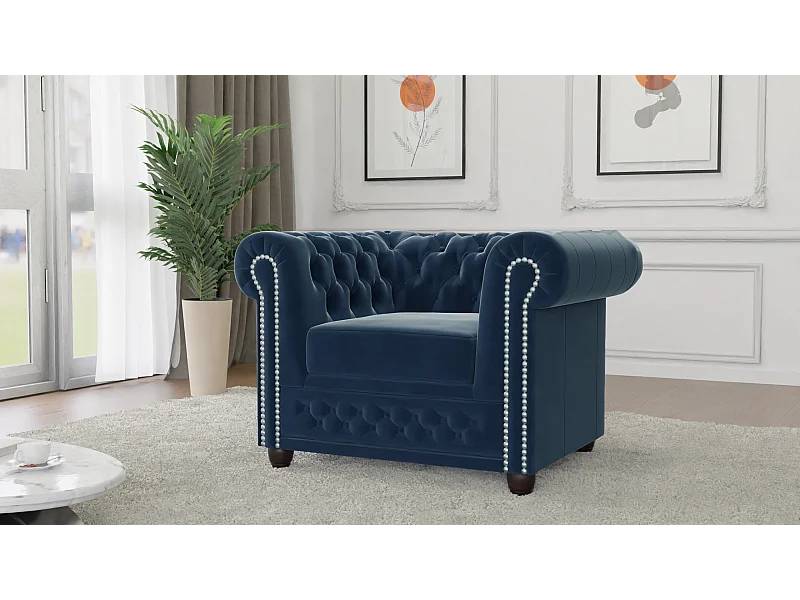 Liv Chesterfield Sessel Samt Bezug