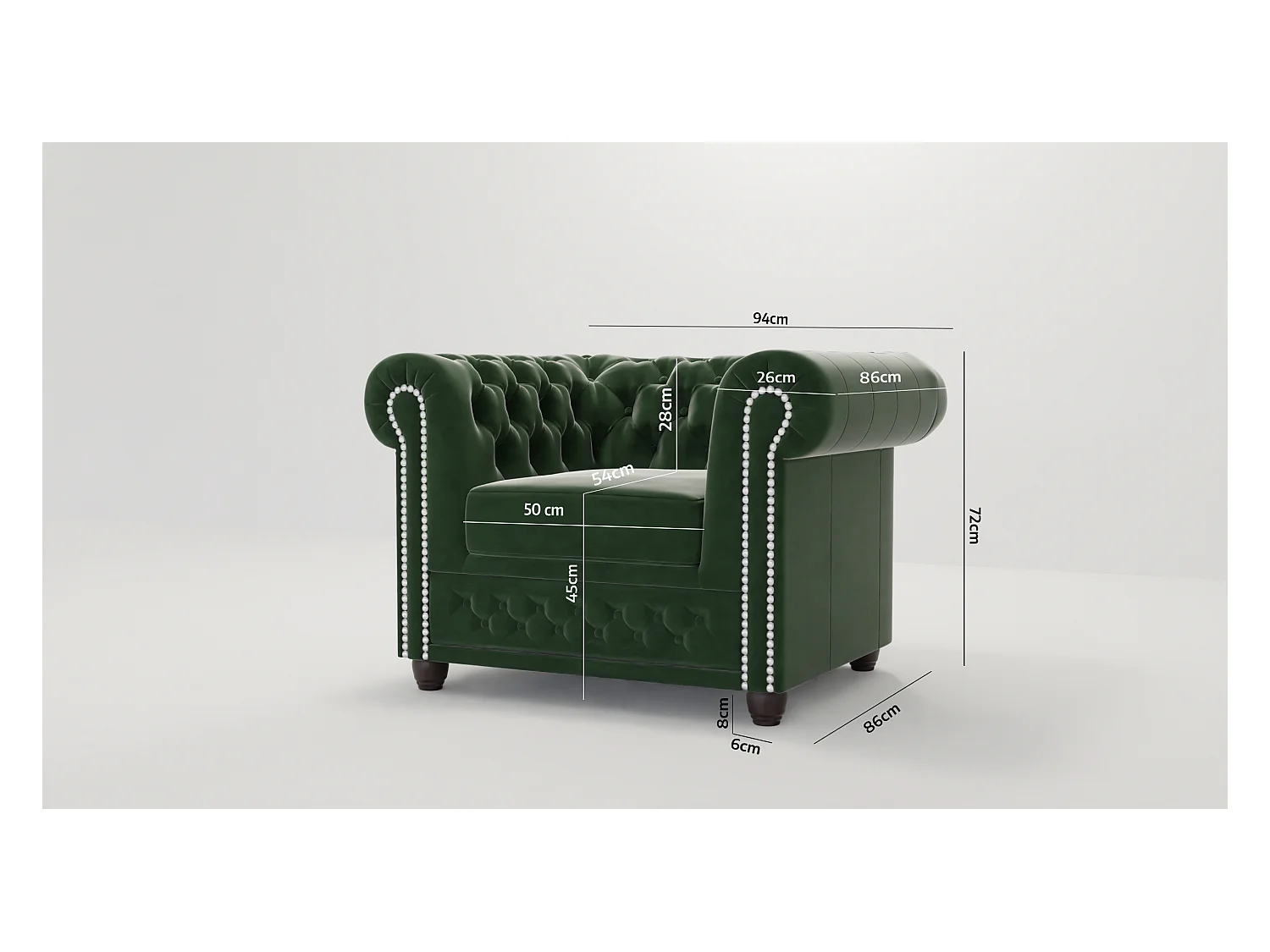 Liv Chesterfield Sessel Samt Bezug