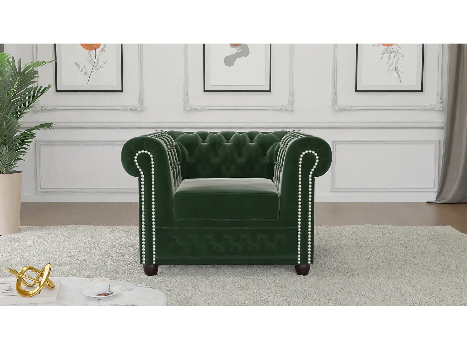 Liv Chesterfield Sessel Samt Bezug