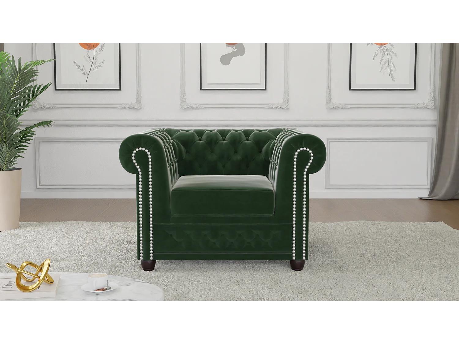 Liv Chesterfield Sessel Samt Bezug