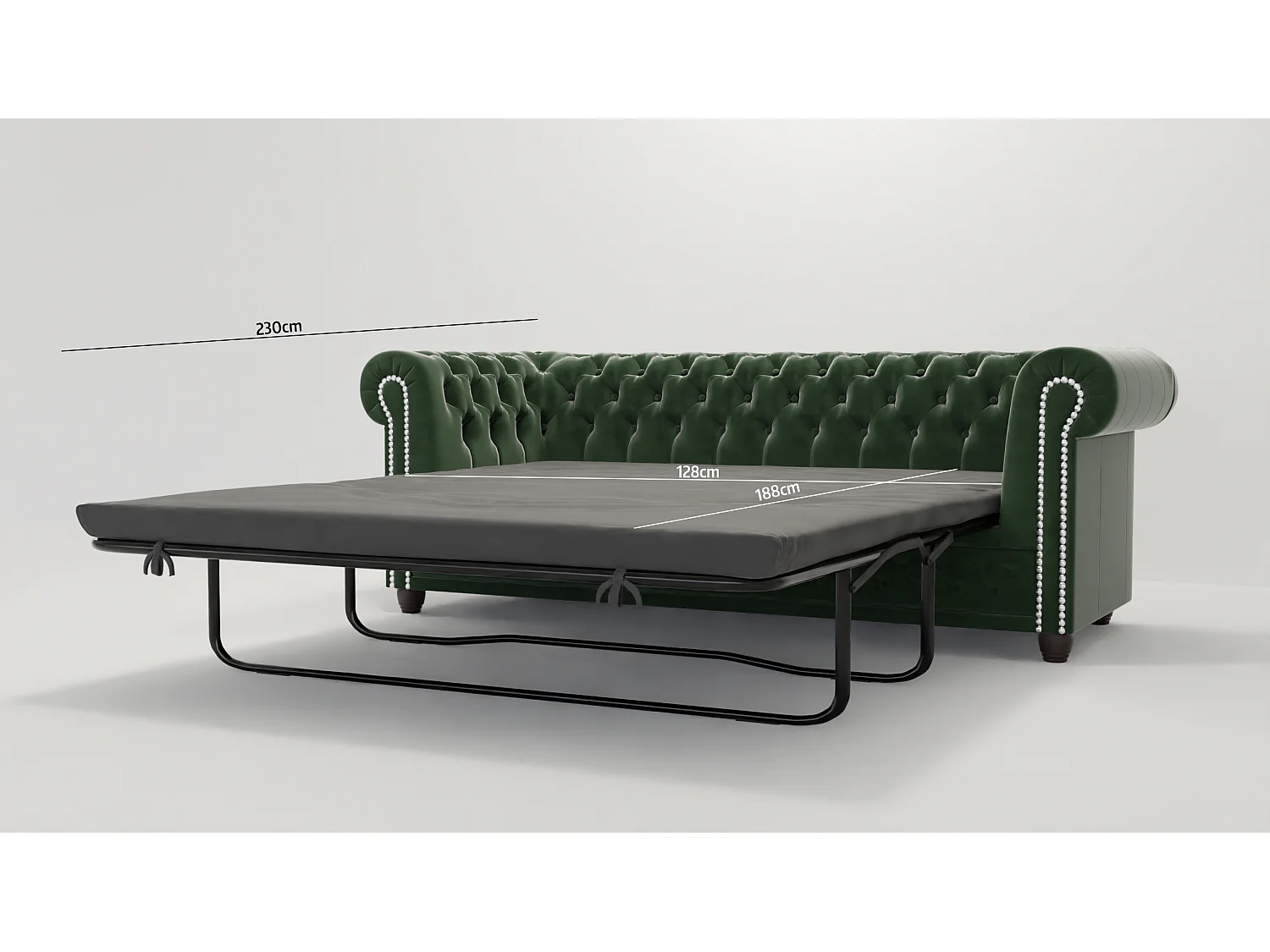 Chesterfield Liv Polstergarnitur mit Schlaffunktion 3+2+1 Samt Bezug