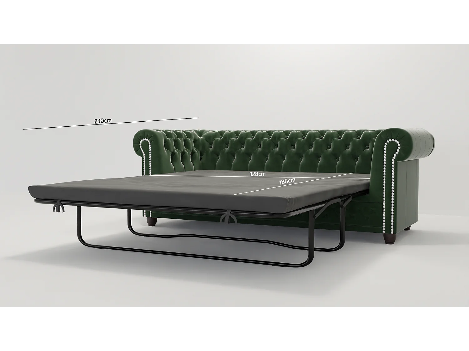 Chesterfield Liv Polstergarnitur mit Schlaffunktion 3+2+1 Samt Bezug