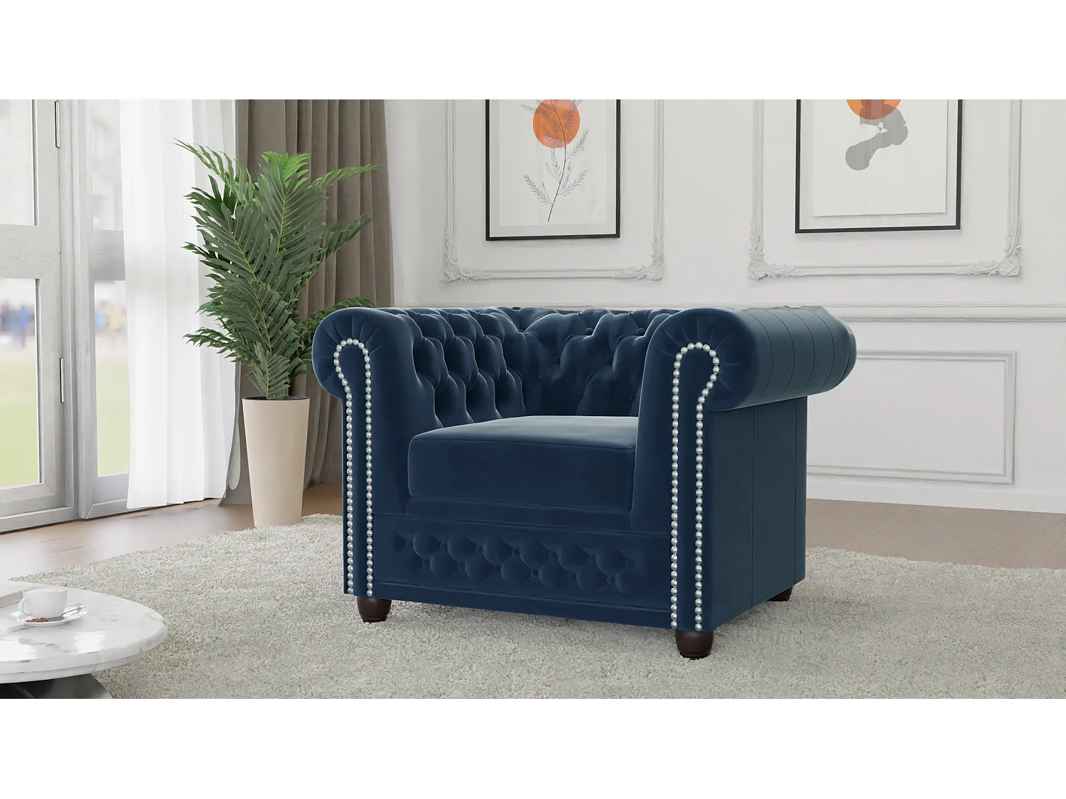 Chesterfield Liv Polstergarnitur mit Schlaffunktion 3+2+1 Samt Bezug